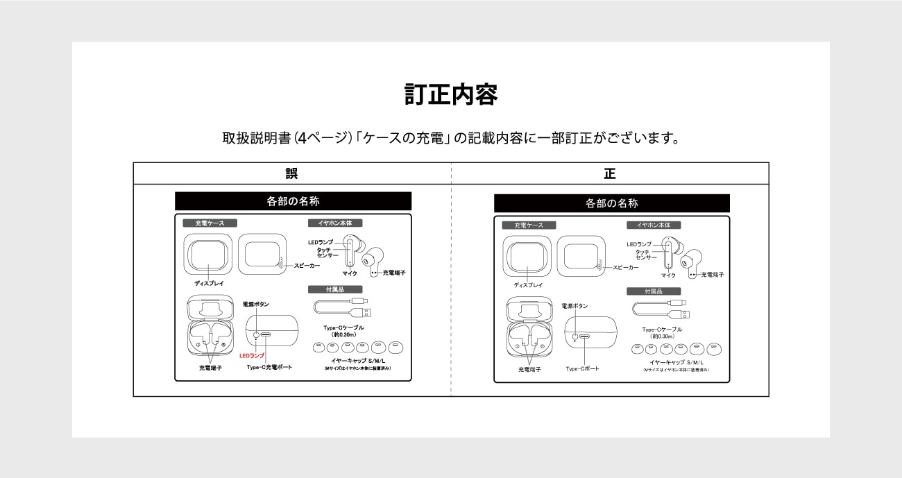 完全ワイヤレスイヤホン TOUCH ”GRSPL-TWS 9156B”取扱説明書に関する 